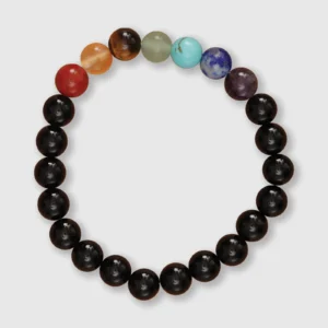 7 Chakra Bracelet with Black Stones