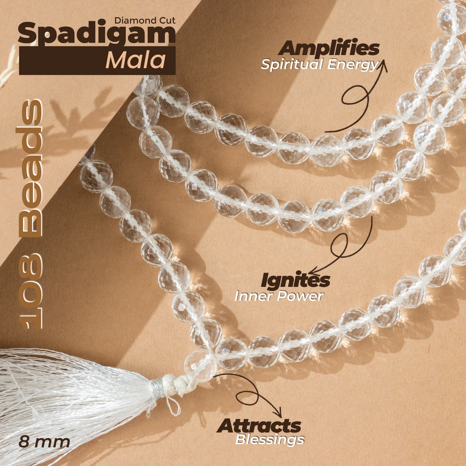 Natural Sphatik Mala "8mm" 108 Beads Original - Image 2